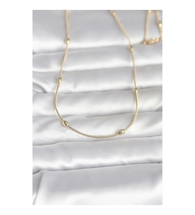 Mey İthalat® CM 14K Gold Renk Yılan Zincirli Damla Topçuk Model 60 cm Kadın Kolye
