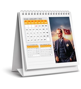 2026 ATATÜRK MASA TAKVİMİ-16X15 CM-SERT TAŞIYICILI-SPİRALL