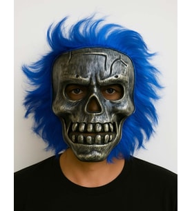 Wild Skull - Gümüş Kafatası Mi Saçlı İskelet Maske