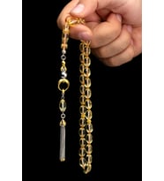 Sertifikalı Gümüş Püskül Şeffaf Damla Kehribar Tesbih 8x12mm 21Gr Arpa Kesim (Sarı)