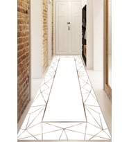 Dijital Baskılı Kaymaz Taban Yıkanabilir Modern Yolluk Ve Koridor Halısı NDU-HT-428 (Beyaz)