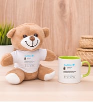 Kişiye Özel Twitter Tasarım Fotoğraflı Peluş Ayı ve Yeşil Kupa