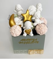 Ahşap Saksıda Sevimli Kuzucuklar Hoşgeldin Kız/Erkek Soft Bebek Kokulu Taş Hediyelik