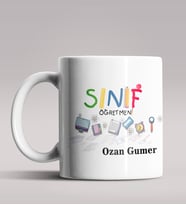 Kişiye Özel Sınıf Öğretmeni Tasarımlı Beyaz Renk Kupa Bardak 14