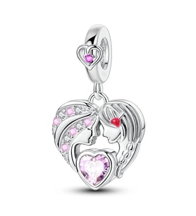 Anne ve Kız Sevgisi Kalp Sallantılı Charm