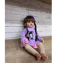 Örgülü Saçlı Elbiseli Biberon ve Emzikli Reborn Et Bebek - Aksesuarlı Oyuncak Bebek (45 cm)