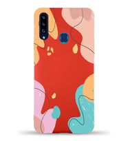 PrintiFy Samsung Galaxy A20s Uyumlu Lansman Kılıf Karışık Renkler Tasarımlı İçi Kadife Kapak (Kırmızı)