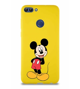Huawei P Smart Soft Premier Kapak Mickey Mouse-B Tasarımlı Silikon Kılıf - Sarı (Şeffaf)