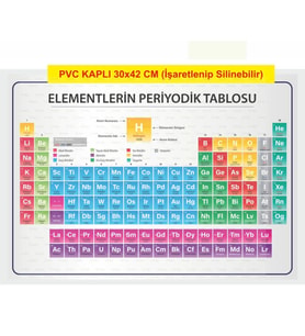 Periyodik Cetvel Bilimsel Poster A3 ebat Pvc Kaplı Yazılıp Silinebilir