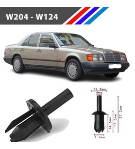 OTOZET Mercedes W204 - W124 Davlumbaz Klipsi 25 Adetli Paket