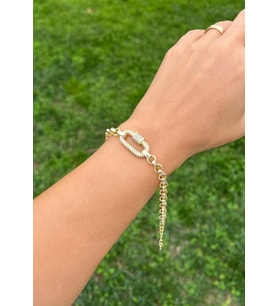 14K Oval Taşlı Bileklik