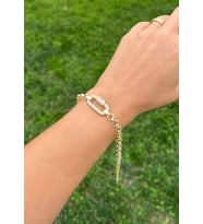 14K Oval Taşlı Bileklik