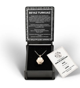 İsme Özel Kutulu Beyaz Turkuaz Şans Taşı Kolye