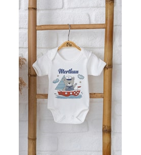 Pia Baby Premium %100 Pamuk İsme Özel Organik Baskılı Çıtçıtlı Bebek Body Zıbın Modelleri 5084-16 (Ekru)