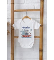 Pia Baby Premium %100 Pamuk İsme Özel Organik Baskılı Çıtçıtlı Bebek Body Zıbın Modelleri 5084-16 (Ekru)