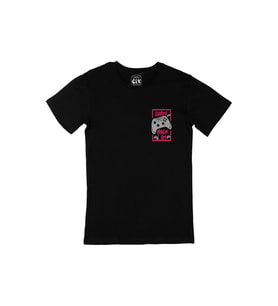 Pembe Gamer Mode On Cep Logo Tasarımlı Siyah Tişört