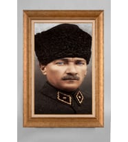 EV İŞYERİ OFİS İÇİN ALTIN ÇERÇEVELİ PASPARTULU ATATÜRK TABLO S664