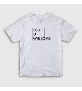 Presmono Unisex Çocuk Beyaz Css Is Awesome Developer Yazılımcı T-Shirt 357452tt (Beyaz)