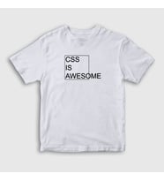 Presmono Unisex Çocuk Beyaz Css Is Awesome Developer Yazılımcı T-Shirt 357452tt (Beyaz)