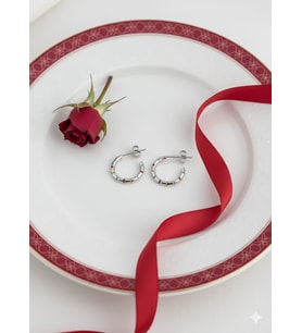925 Ayar Papatya Silver Mineli Halka Küpe.rose.gold.rodaj