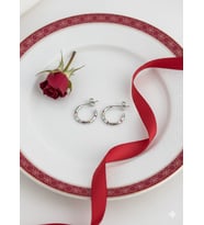 925 Ayar Papatya Silver Mineli Halka Küpe.rose.gold.rodaj