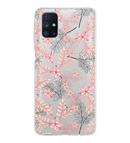 Samsung Galaxy M51 Kapak Floral Kırmızı Tasarımlı Şeffaf Silikon Kılıf
