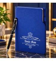 BK Gift Kişiye Özel 374 Termo Deri Tarihli Ajanda & Siyah Touch Pen Tükenmez Kalem-2