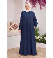 6508-Yandan Düğmeli  Ferace Lacivert