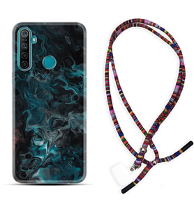 Realme 5i 5 Pro 6i 7 Pro 8 Kılıf Boyun Asklı Rasta Silikon Colorful Abstract 1384