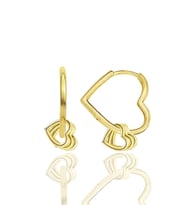 Gümüş altın yaldızlı özel tasarım sallantılı 20 mm kalp küpe SGTL12401GOLD