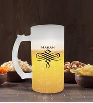 BK Gift Kişiye Özel İsimli Buzlu Cam Bira Bardağı 50cl-24 (Beyaz)
