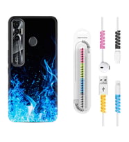 Tecno Spark 6 6 Go 8C 8 Pro 7 7 Pro Kılıf Kablo Koruma Spiral Silikon Blue Fire 1678