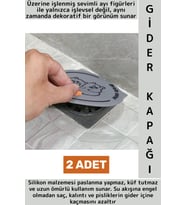 Lavabo Banyo Mutfak Pas Küf Tutmaz Ayı Figürü Koku Önleyici Kulplu Esnek Silikon Gider Kapağı 2 Adet