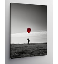 Kanvas Tablo Kırmızı Uçan Balonlu Çocuk