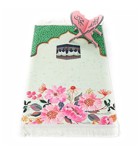 Çocuk Seccadesi Kabe - Yeşil 82×45 cm 110 gr - Tesbih Hediyeli