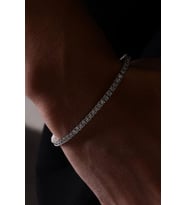14 K White Gold Kaplama 925 Ayar Gümüş Tenis Su Yolu Bileklik • Made In Italy (Beyaz)