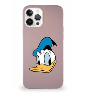 Apple iPhone 12 Pro Max Soft Premier Kapak Donald Duck-B Tasarımlı Silikon Kılıf - Pudra (Şeffaf)