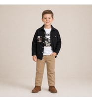 Erkek Çocuk BE Adventure Baskılı Gabardin Gömlekli 3'lü Takım - SİYAH / 3 YAŞ