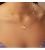 Kişiye Özel 925 Ayar Gümüş Şemsiye Kolye (Gold)