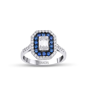 0.75 Karat Safir Baget Pırlanta Yüzük