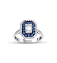 0.75 Karat Safir Baget Pırlanta Yüzük