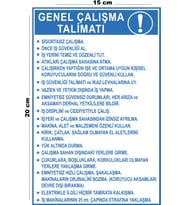 Metal Genel Çalışma Talimatı 15 Cm x 20 Cm Uyarı Levhası Yönlendirme Tabelası