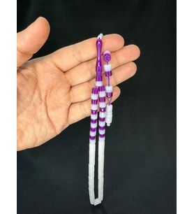 MOR BEYAZ GEÇİŞLİ TOZ KEHRİBAR TESBİH KESME KESİM 11MMX7MM T-693 (Çok Renkli)