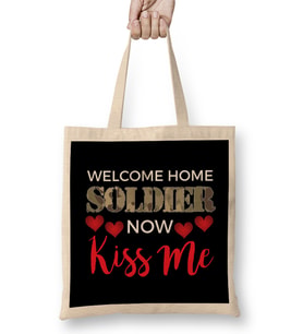 Welcome Home Soldier Now Kiss Me! Deployment Bez Çanta Uzun Saplı