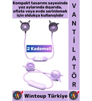 #Vantilatör Sessiz Çalışma Kablosuz Taşınabilir Usb Şarjlı 2 Kademeli Sevimli Boyun Fanı Vantilatör
