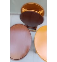Zigon Çanta  90128 Sehpa Oval Model Ahşap Mdf Ceviz ve Hardal Renk Uyum El Yapım
