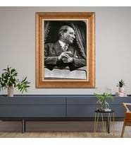 Altın Varaklı Çerçeveli Paspartulu Atatürk Tablo nl02A78 (Gold)
