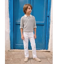 Civil Boys Çizgili Polo Yaka 6-9 Yaş Sweatshirt - Lacivert