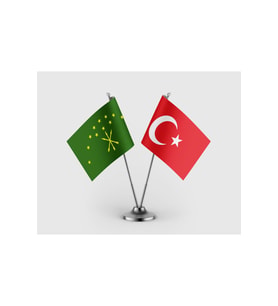 Adige Çerkes ve Türk bayrağı İkili Saten Masa Bayrağı Takımı