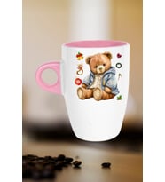 Yeni Yıl Oyuncak Ayı Teddy Bear Baskılı Kupa Bardak Porselen Latte Filtre Kahve Fincanı